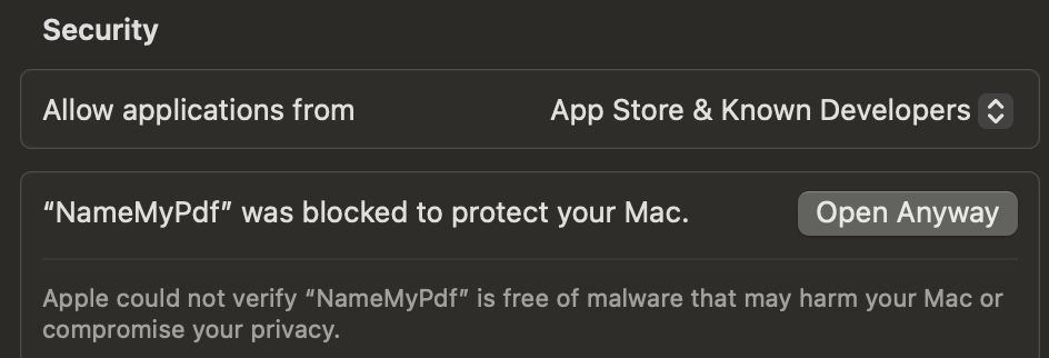 Security open anyway